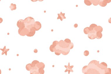 Kusursuz gökyüzü arkaplanı. Yıldızlar ve bulutlar. İyi geceler. Kızlar için arka plan. İzole edilmiş arka grupta şirin bebek çizimi