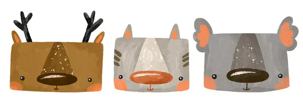 用漫画风格手工绘制的动物肖像的无缝图案 考拉猫和鹿 野生动物 儿童的背景 说明一个孤立的背景 简单的斯堪的纳维亚设计 免版税图库图片