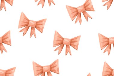 Fiyonklu kusursuz desen. Pembe kurdeleli tatlı bir kız. El çizimi illüstrasyon