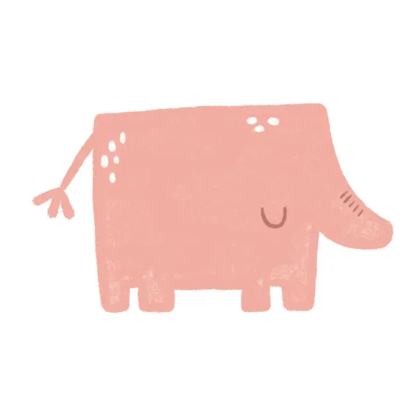 손으로 분홍색 코끼리 동물과 격리된 그림입니다 어린이 수채화 로열티 프리 스톡 이미지