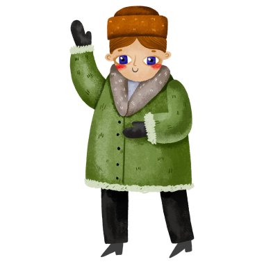 Ukraynalı adam. Ukrayna Vertep ve geleneksel Noel festivali. Lviv 'de Ortodoks Noel' i. Ukrayna omurgası. El çizimi karikatür çizimi