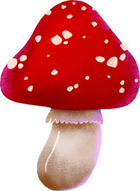 El Çizimi Karikatür Sineği Agarik Mantarlar Amanita Muscaria, Sinek Agarik İllüzyonu, Mantarlar. İzole edilmiş arkaplanda Sihirli Çizim