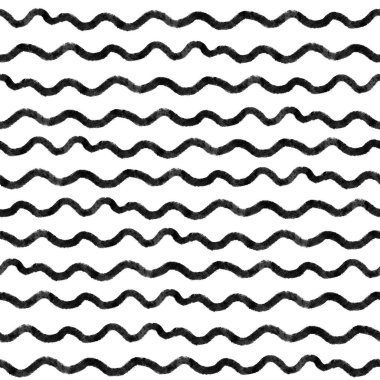 Hat dalgaları kusursuz desen. Basit bir siyah beyaz arka plan. El çizimi ambalaj kağıdı, tekstil, çocuk odası