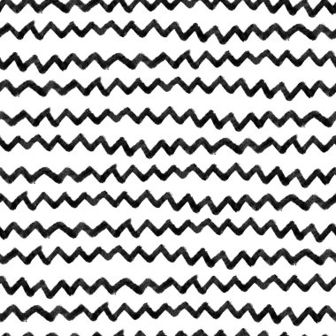 Zigzag kusursuz geometrik desen. Siyah ve beyaz sonsuz tasarım. El yazısı desen