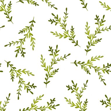 Suluboya palmiye pürüzsüz bir iz bırakır. El çizimi botanik illüstrasyon tekrarlanan arka plan bahar yazı. Yeşil desen