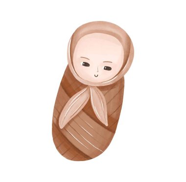 Erkek ya da kız cinsiyet ayrımı yok. Küçük bebek. Bebek partisi için suluboya sanat