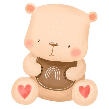 Çizgi film bebek ayısı. Suluboya çizimi