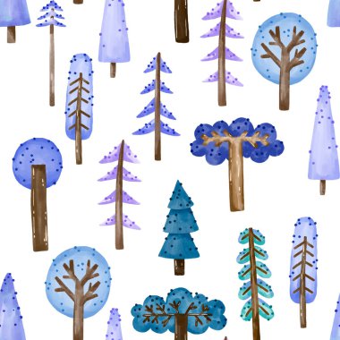 İzole edilmiş arka planda kışın ağaçların pürüzsüz deseni. Karlı orman manzarası