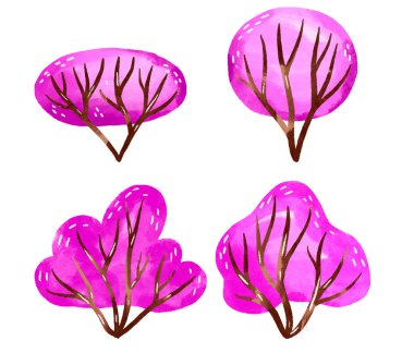 Bushe, suluboya orman manzarası. Doğa, Pinky Ormanı