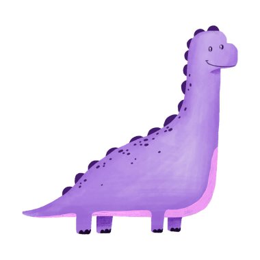 Mor dinozor eli izole edilmiş arkaplanda suluboya çizimi
