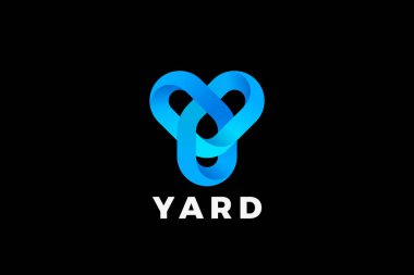 Y harfi logo tasarım döngüsü sonsuz vektör şablonu kurdele doğrusal biçimi. Monogram Döngülü Sonsuzluk Şekli konsept simgesi.
