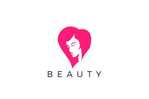 Woman Logo Girl Lady Silhouette Design Vector Sjabloon Negatieve Ruimte — Stockvector