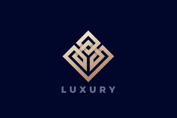 Square Rhombus Logo Abstract Design Linear Outline Luxury Style Vector — Stock Vector