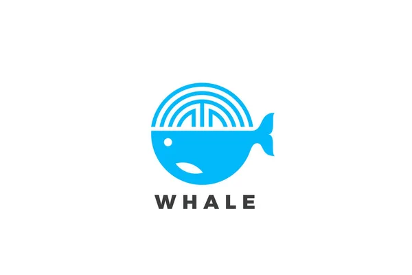 Whale Logo Fish Circle Shape Geometric Design Vector Template — Stock Vector