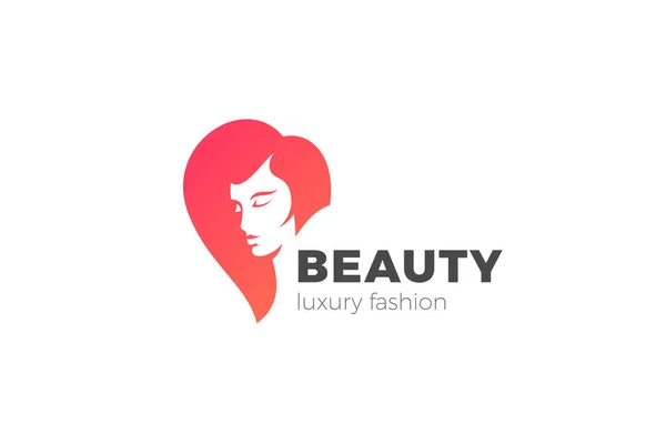 Kadın Logosu Kadın Silueti Tasarım Vektörü Negatif Uzay Tarzı Güzellik — Stok Vektör