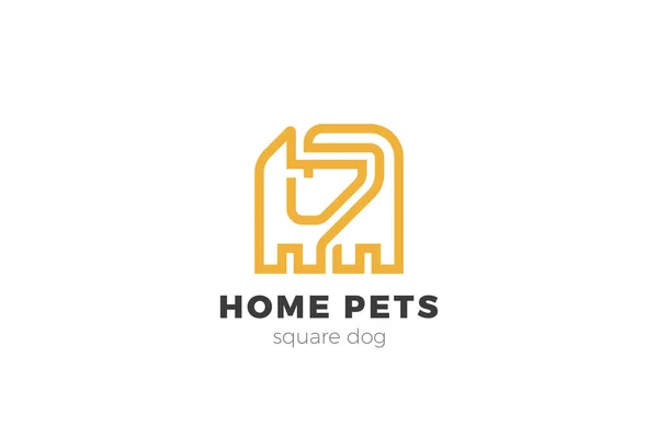 犬のロゴ抽象正方形の形のデザインベクトルテンプレート概要線形スタイル ホームペット獣医クリニック — ストックベクタ