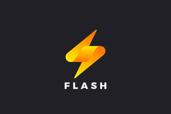 Flash Logo Energia Fulmine Thunderbolt Modello Progettazione Vettoriale — Vettoriale Stock