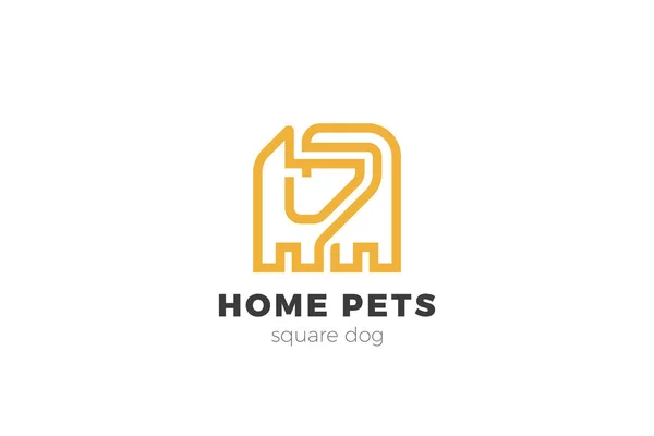 Dog Logo Abstract Square Shape Design Vector Template Outline Linear — Stock Vector