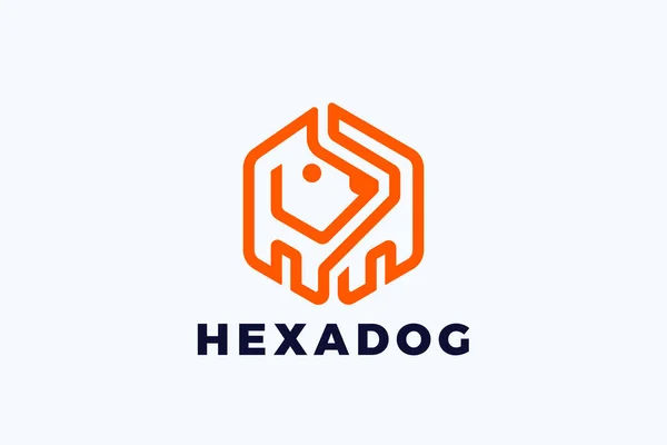Λογότυπο Σκύλου Αφηρημένο Εξάγωνο Σχήμα Σχεδιασμού Διανυσματικό Πρότυπο Περίγραμμα Γραμμικού — Διανυσματικό Αρχείο