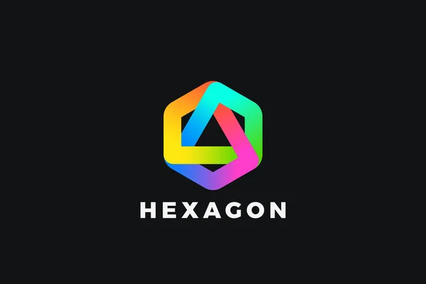Modèle Vectoriel Conception Boucle Colorée Logo Hexagonal Hexagonal Infinity Logotype — Image vectorielle