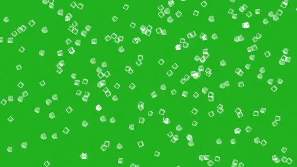 Falling White Cubes Green Screen Motion Graphics — Vídeo de stock