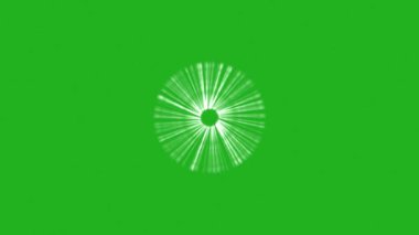 Yeşil ekran arkaplanındaki dairesel hareketli ışınlar