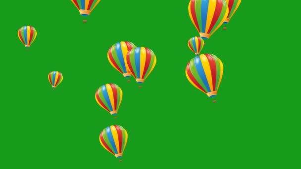 Летающие Воздушные Шары Зелёным Экраном — стоковое видео