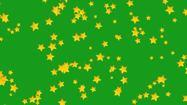 Voando Estrelas Douradas Gráficos Movimento Tela Verde — Vídeo de Stock