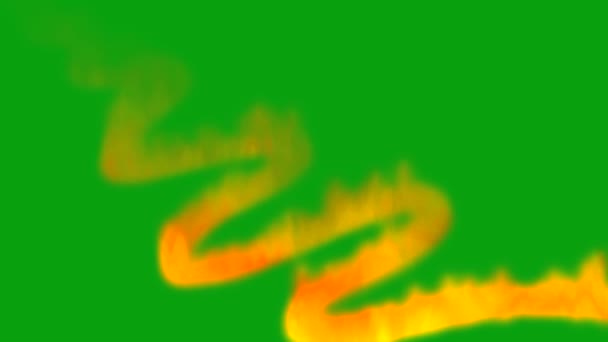 Brûler une corde en forme de zig zag sur fond d'écran vert