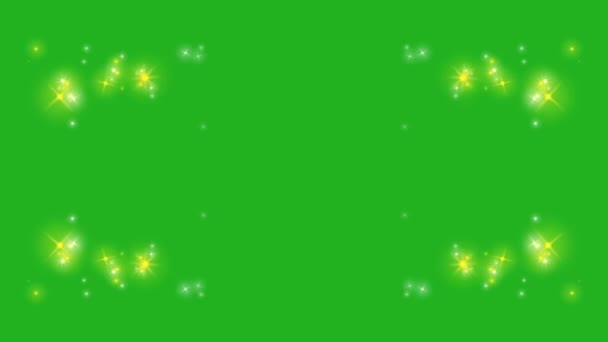 Yellow White Particles Moving Effect Green Screen Background — Stock Video