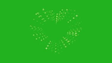 Kalp şeklinde parlayan yıldızlar yeşil ekran hareket grafikleri