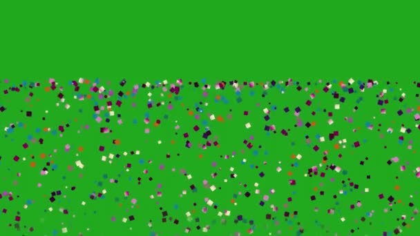 Падіння Барвистих Квадратних Частинок Зеленого Екрану Графіки Руху — стокове відео