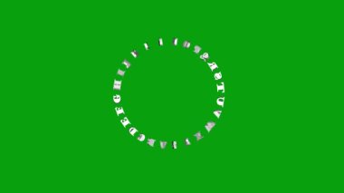 Dairesel yeşil ekran hareket grafiklerinde dönen alfabeler