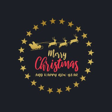 Mutlu Noeller ve mutlu yeni yıl mektupları altın süslemeli basım yazısı