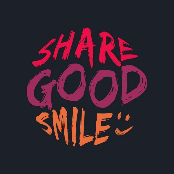 Partilhar Bom Smile Tipografia Letras — Vetor de Stock