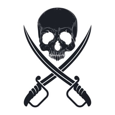 Kılıç ve kafatası tasarım vektörü.