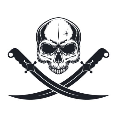 Kılıç ve kafatası tasarım vektörü.