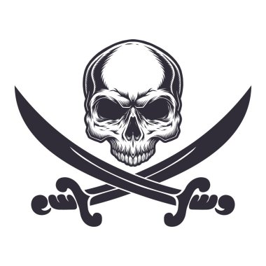 Kılıç ve kafatası tasarım vektörü.