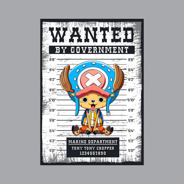 Wanted Poster Chopper Character — Stock Vector