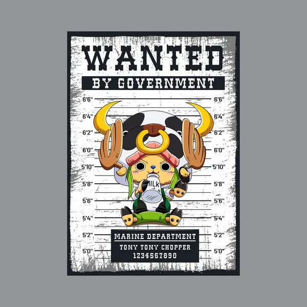 Cercasi Poster Chopper Personaggio Latte Ubriaco — Vettoriale Stock