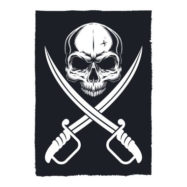 Kılıç ve kafatası tasarım vektörü.
