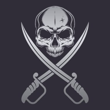 Kılıç ve kafatası tasarım vektörü.