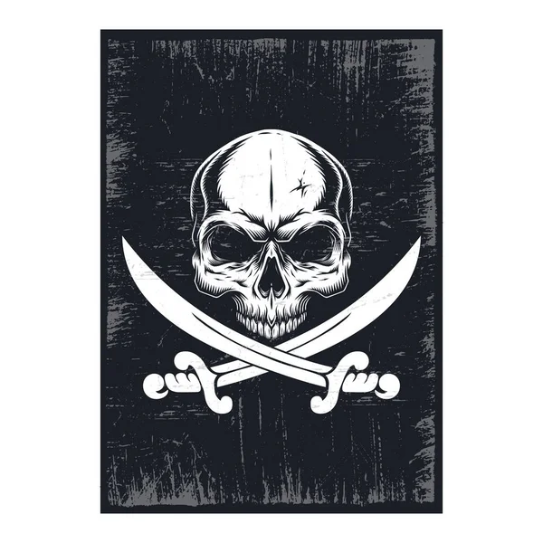 Sword Skull Poster Design Grunge Texture — Stock Vector
