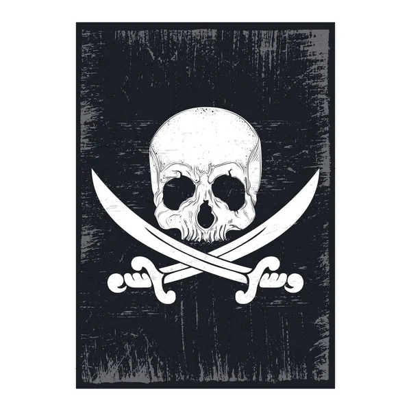 Kılıç Kafatası Poster Tasarımı Grunge Desenli — Stok Vektör
