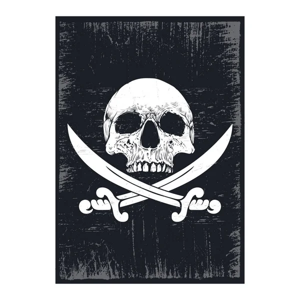 Kılıç Kafatası Poster Tasarımı Grunge Desenli — Stok Vektör