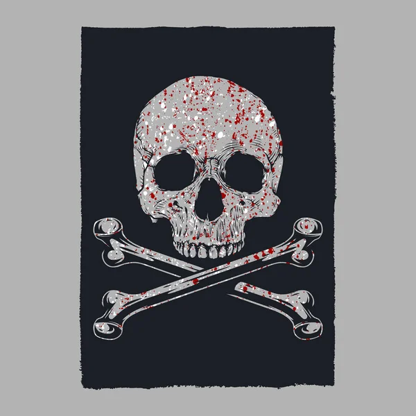 Kanlı Kafatası Kemik Posteri Tasarımı — Stok Vektör