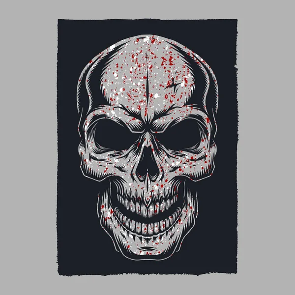 血まみれの頭蓋骨と骨のポスターデザイン — ストックベクタ
