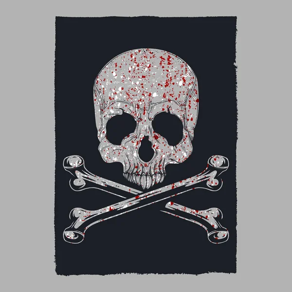 血淋淋的骷髅和骨头海报设计 — 图库矢量图片