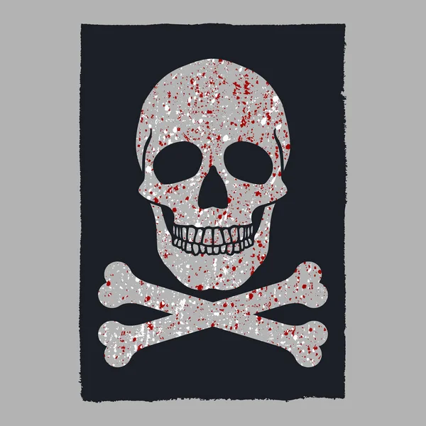 Kanlı Kafatası Kemik Posteri Tasarımı — Stok Vektör