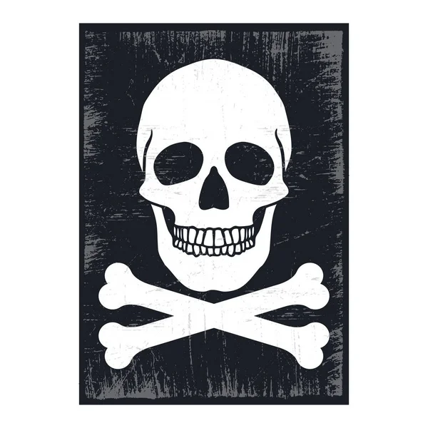 グランジの質感のスカルと骨のポスターデザイン — ストックベクタ